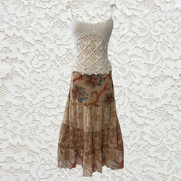 Express Dresses & Skirts - vintage y2k express tiered floral & paisley patterned maxi skirt